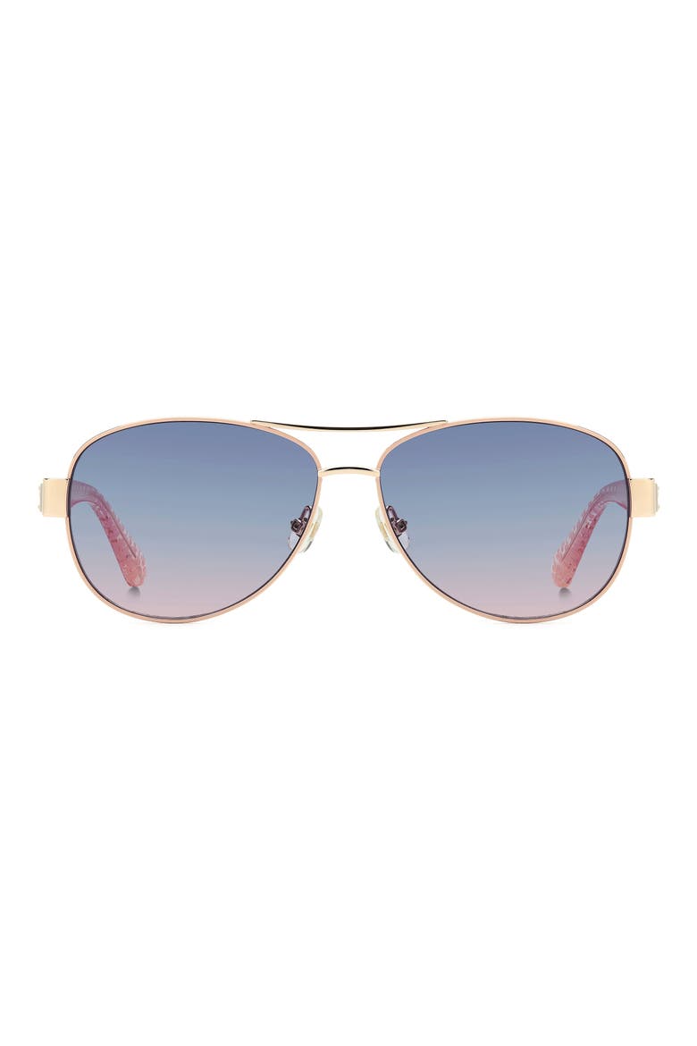 dalia 58mm gradient pilot sunglasses, Main, color, GOLD PINK