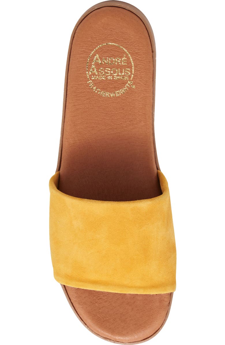André Assous Paloma Woven Slide Sandal, Alternate, color, Lemon