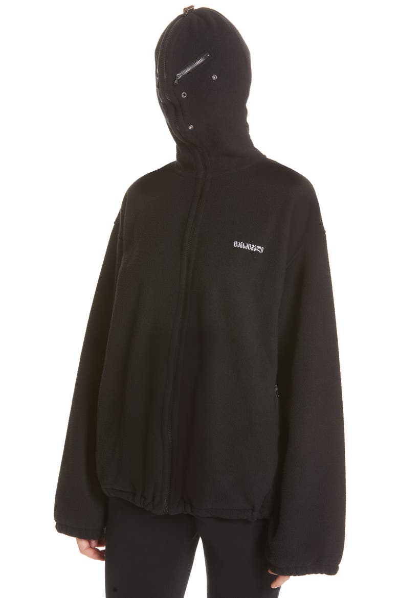 Zip Fleece Mask Jacket, Alternate, color, BLACK