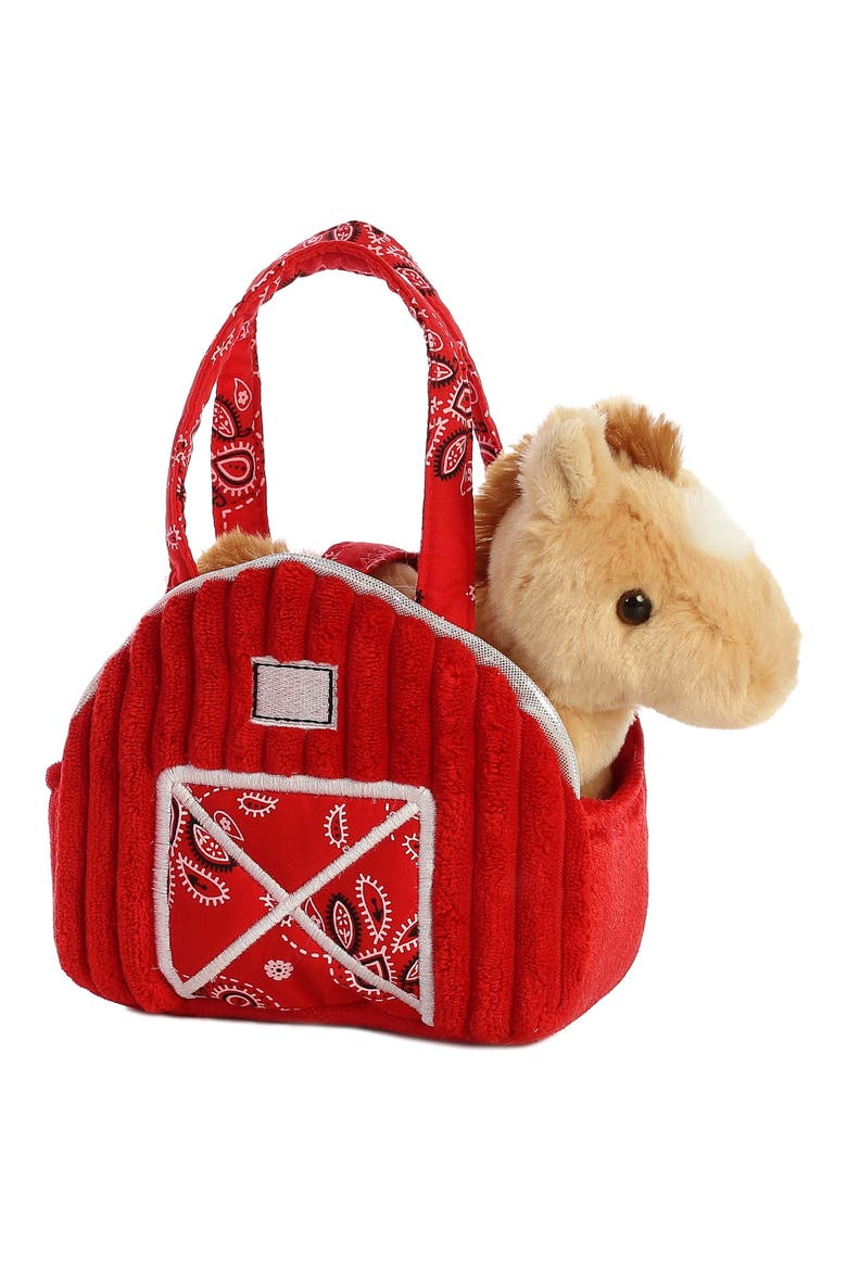 Fancy Pals 7" Red Barn & Horse Plush Set, Main, color, RED