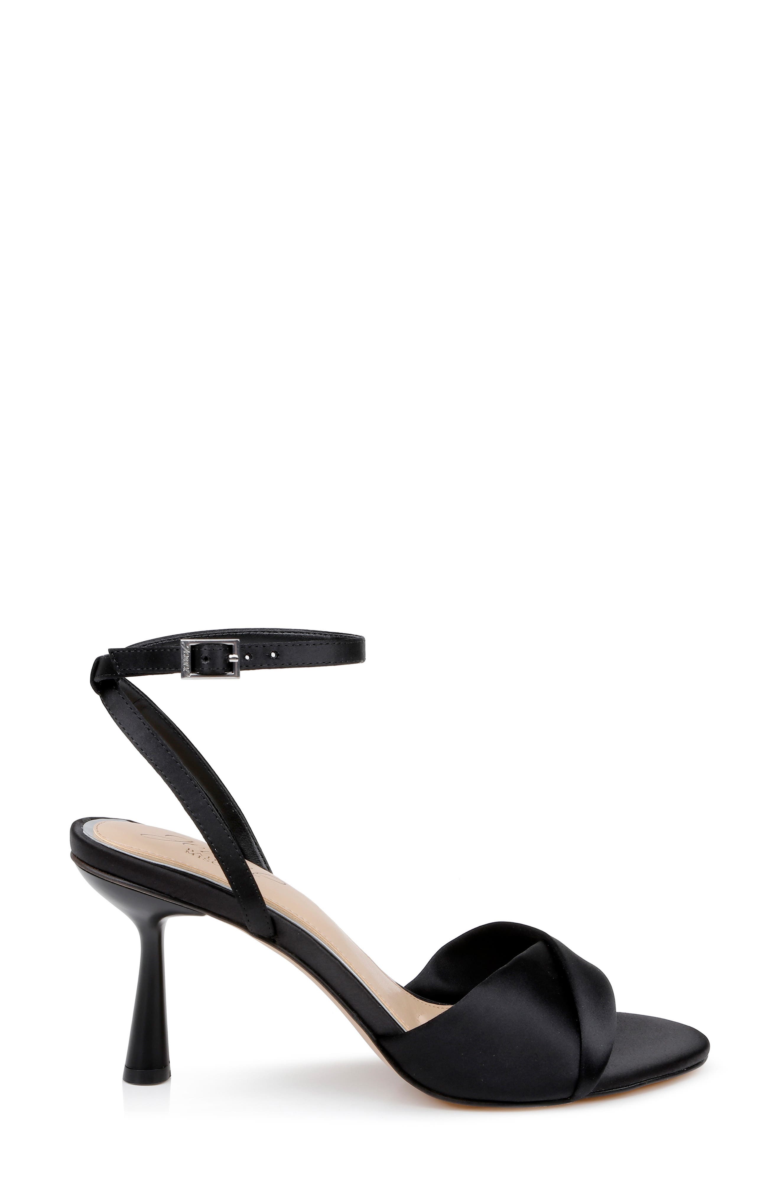 Jewel Badgley Mischka Kaia Ankle Strap Sandal, Alternate, color, Black Satin