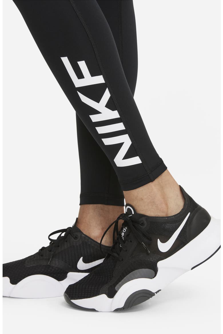 Pro Dri-FIT Graphic Leggings, Alternate, color, BLACK/ WHITE