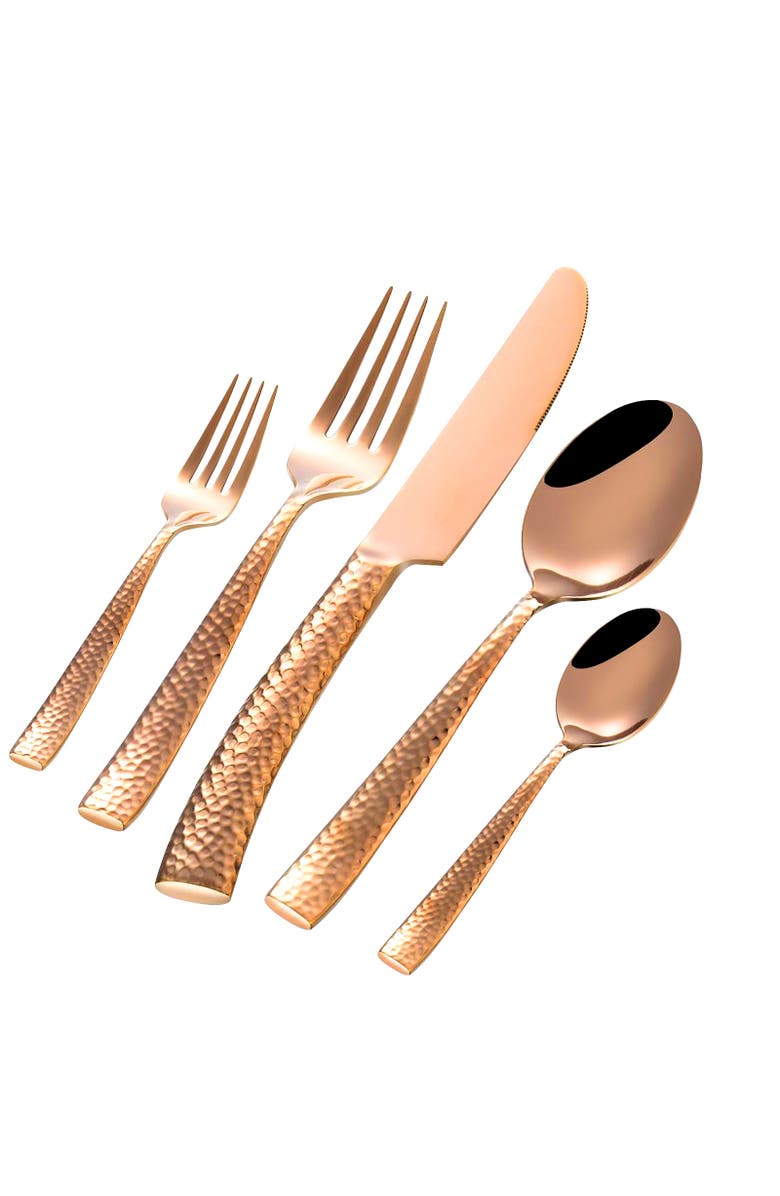 Gibson Elite Stonehenge 20 Piece Flatware Set Gold, Alternate, color, Metallic Gold