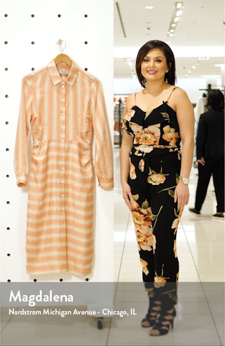 Magnify Stripe Long Sleeve Shirtdress, sales video thumbnail