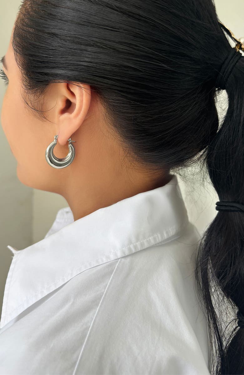 Adornia Domed Hoop Earrings, Alternate, color, Silver