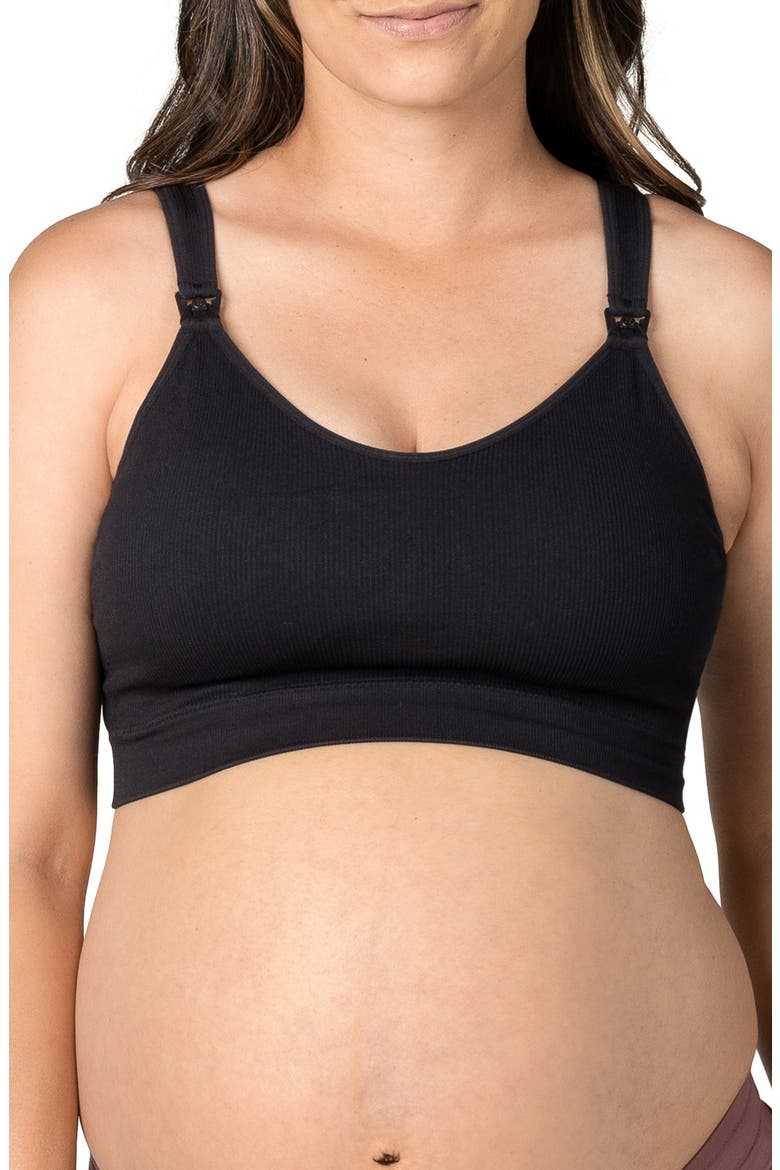 Mia Maternity & Nursing Lounge Bra- Fits Sizes 30B-44D, Main, color, BLACK