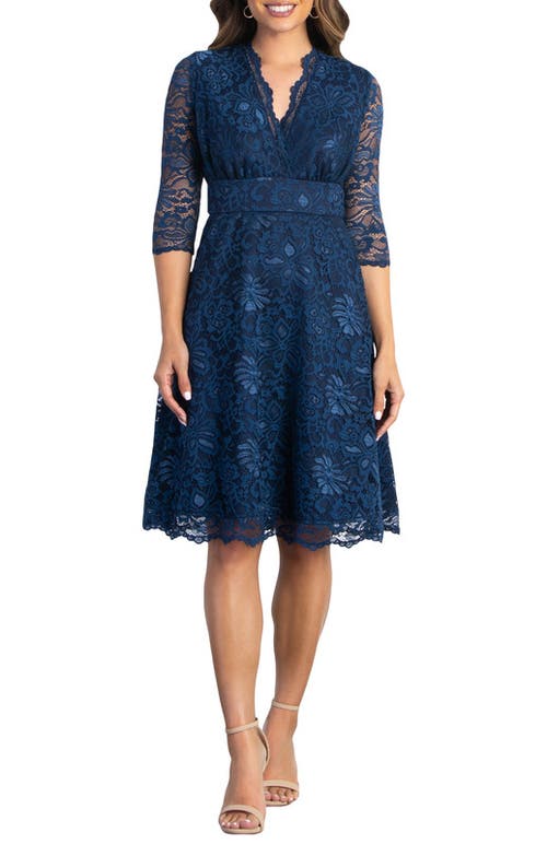 Kiyonna Mademoiselle A-line Lace Cocktail Dress In Navy Blue | ModeSens