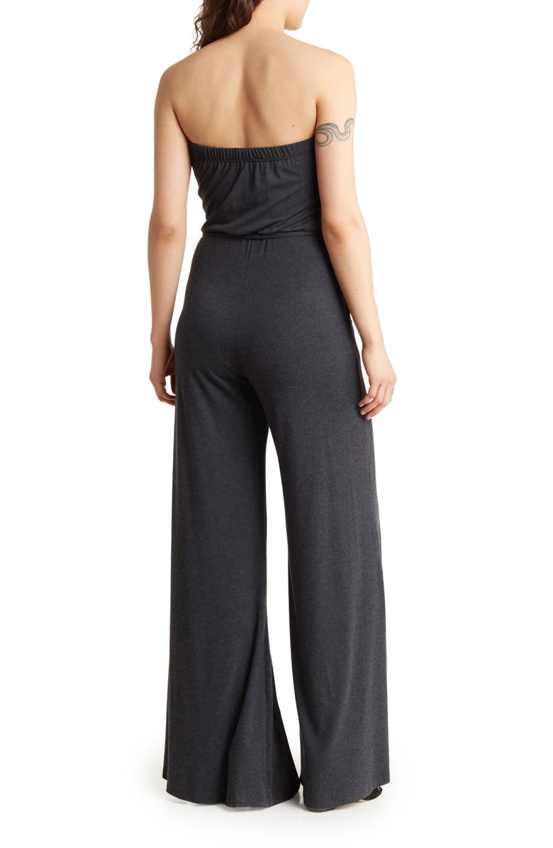 GO COUTURE Strapless Tube Jumpsuit, Alternate, color, Charcoal