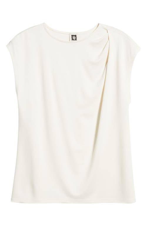 ANNE KLEIN ANNE KLEIN ASYMMETRIC PLEAT NECK TOP 