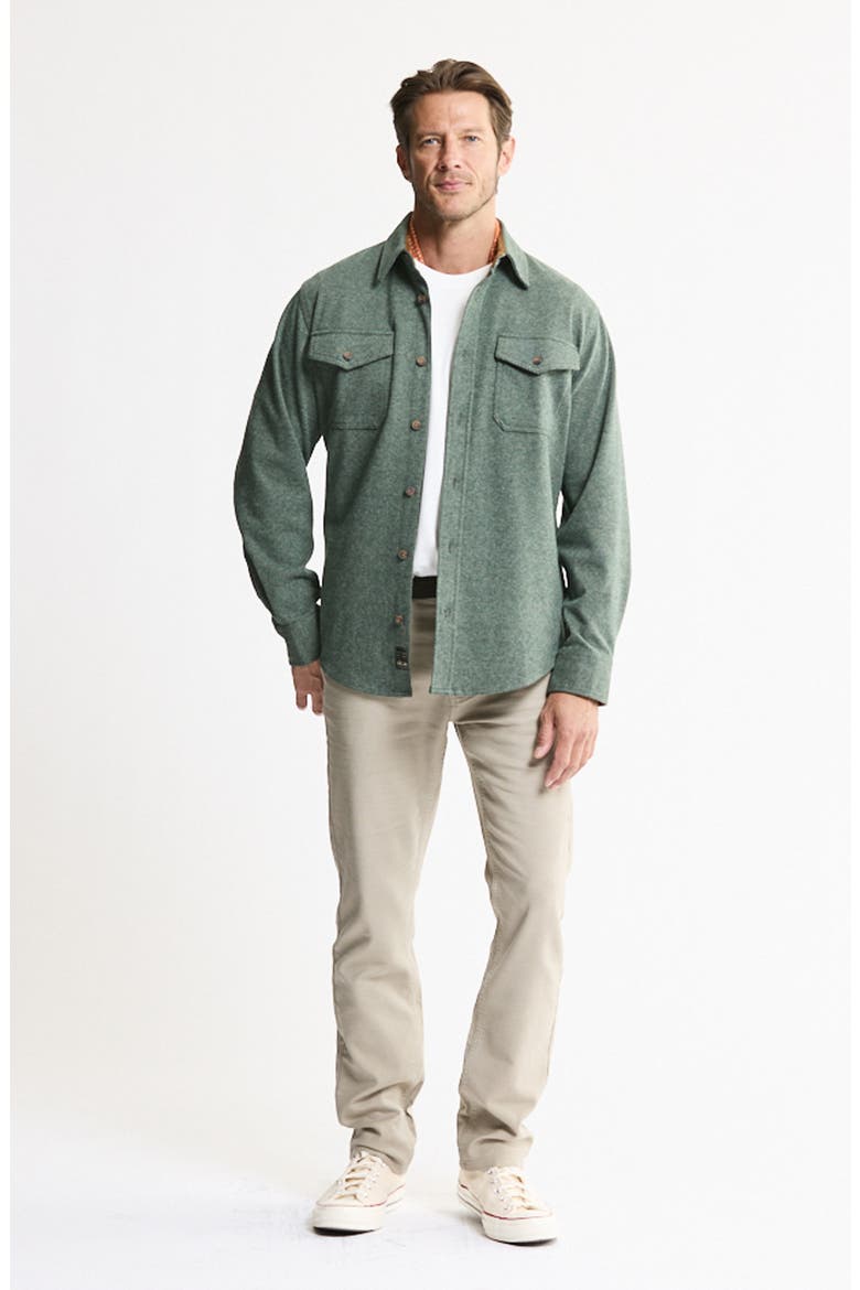 Knit Flannel Button-Up Shirt, Alternate, color, OLIVE