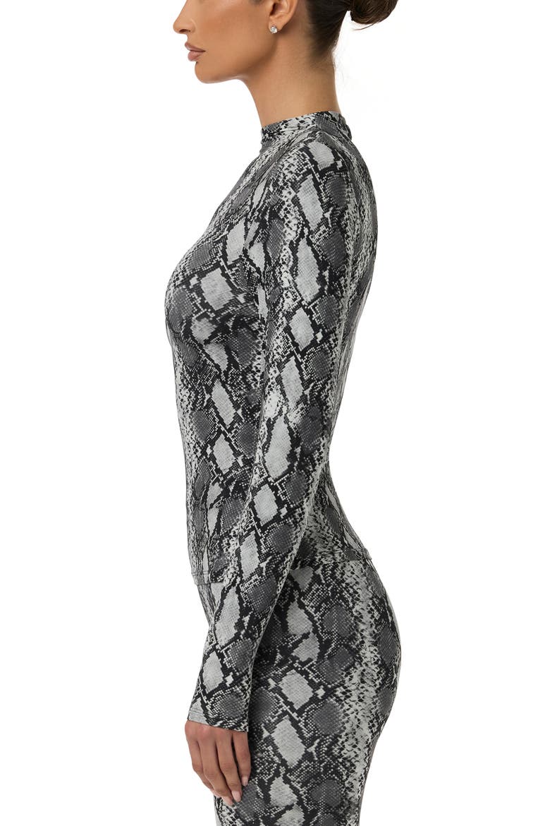 Print Turtleneck Top, Alternate, color, GREY SNAKESKIN