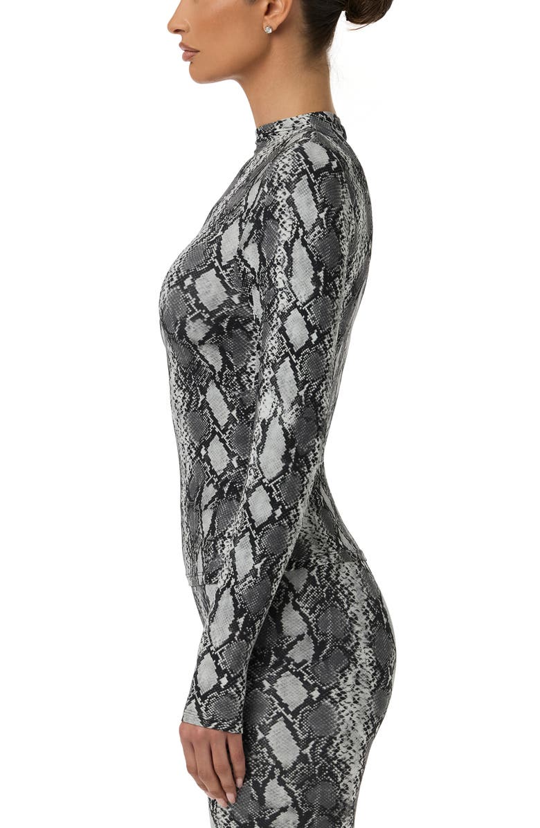 Naked Wardrobe Print Turtleneck Top, Alternate, color, Grey Snakeskin