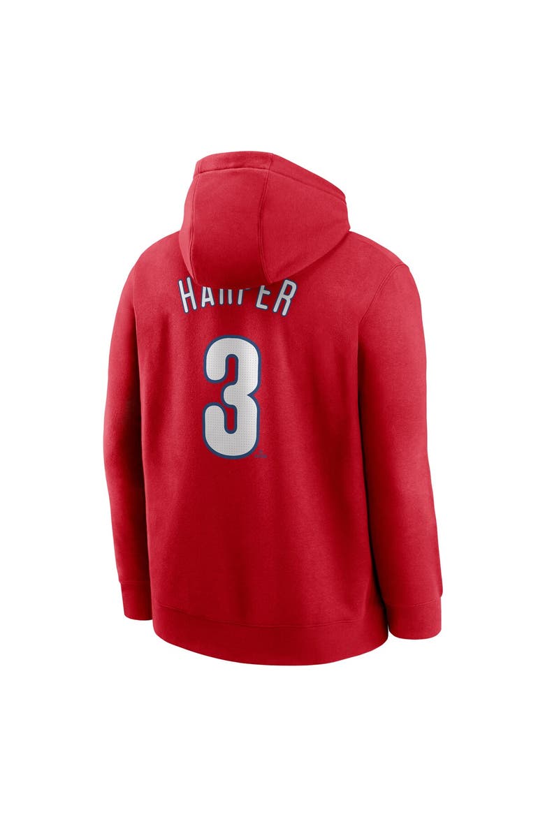 Men's Nike Bryce Harper Red Philadelphia Phillies Player Name & Number Club Pullover Hoodie, Alternate, color, Red