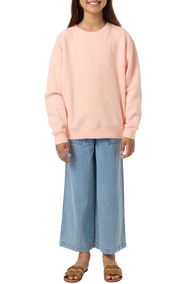 Kids' Chore Break Oversized Crewneck Sweatshirt, Alternate, color, PEACH LIGHT