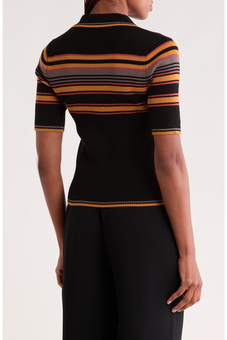 Stripe Knit Polo, Alternate, color, BLACK COMBO