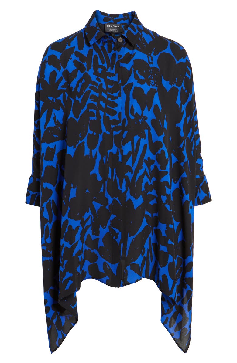 St. John Collection Floral Markings Satin Shirt, Alternate, color,