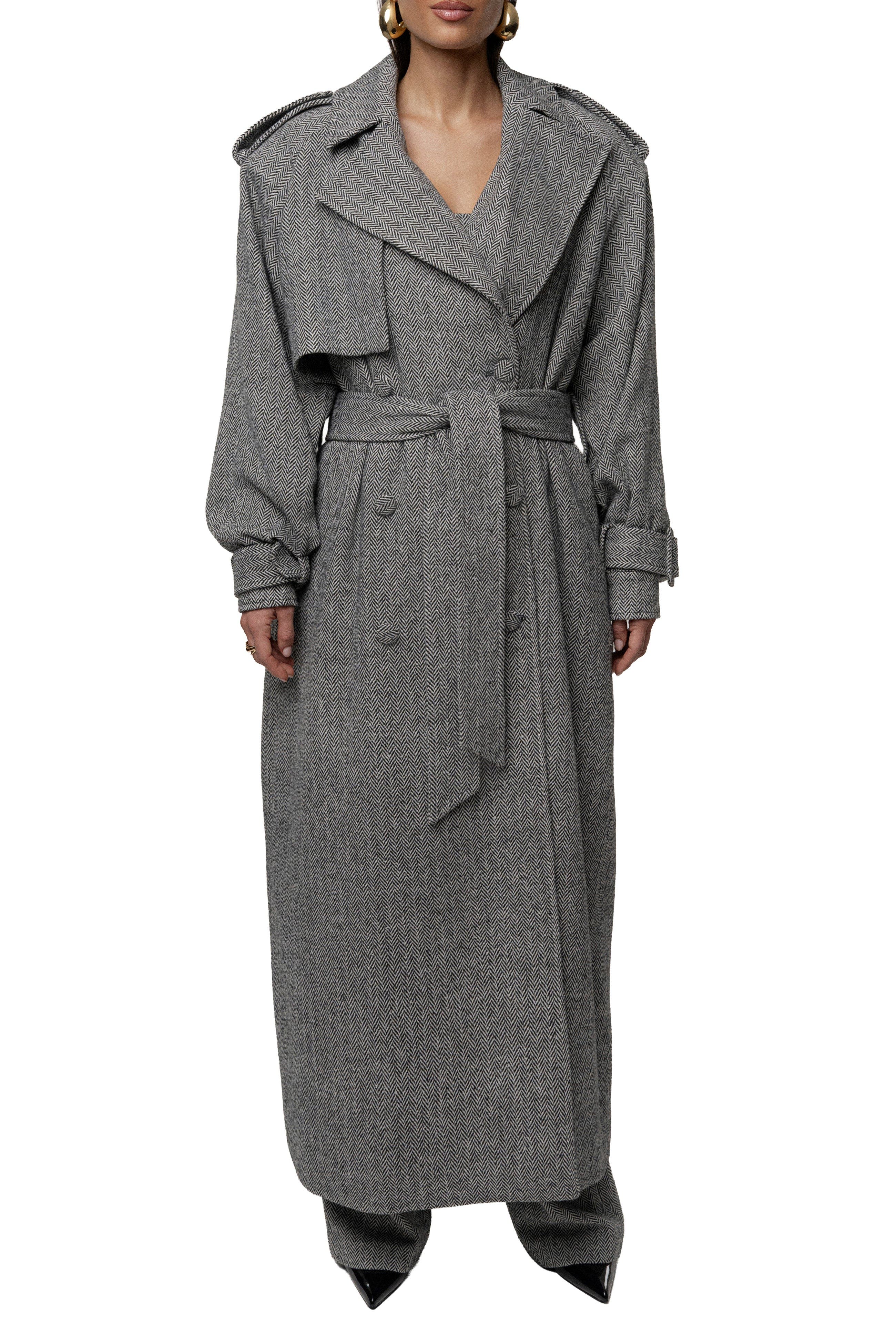 Herringbone Oversized Trench Coat