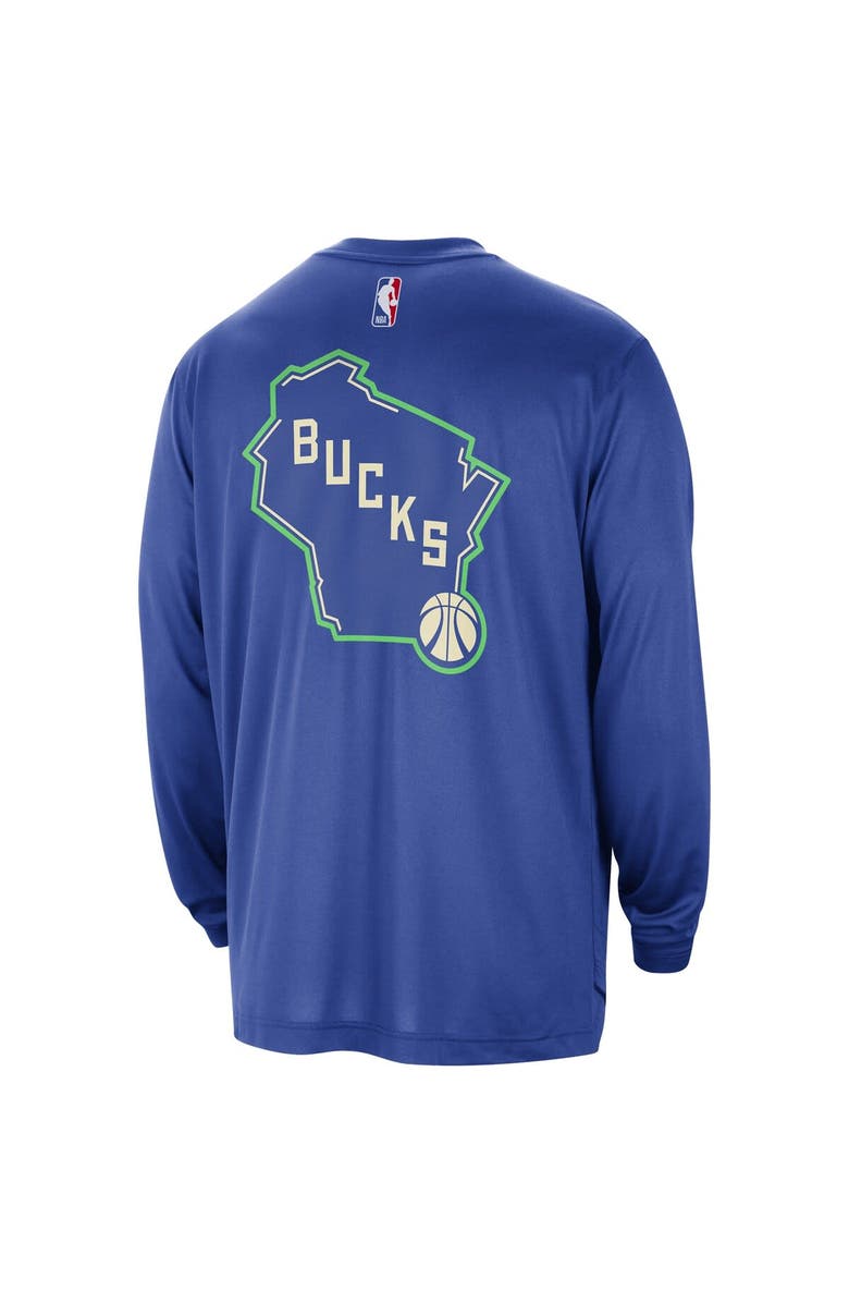 Nike Men's Nike Royal Milwaukee Bucks 2023/24 City Edition Authentic Pregame Performance Long Sleeve Shooting T-Shirt, Alternate, color, 