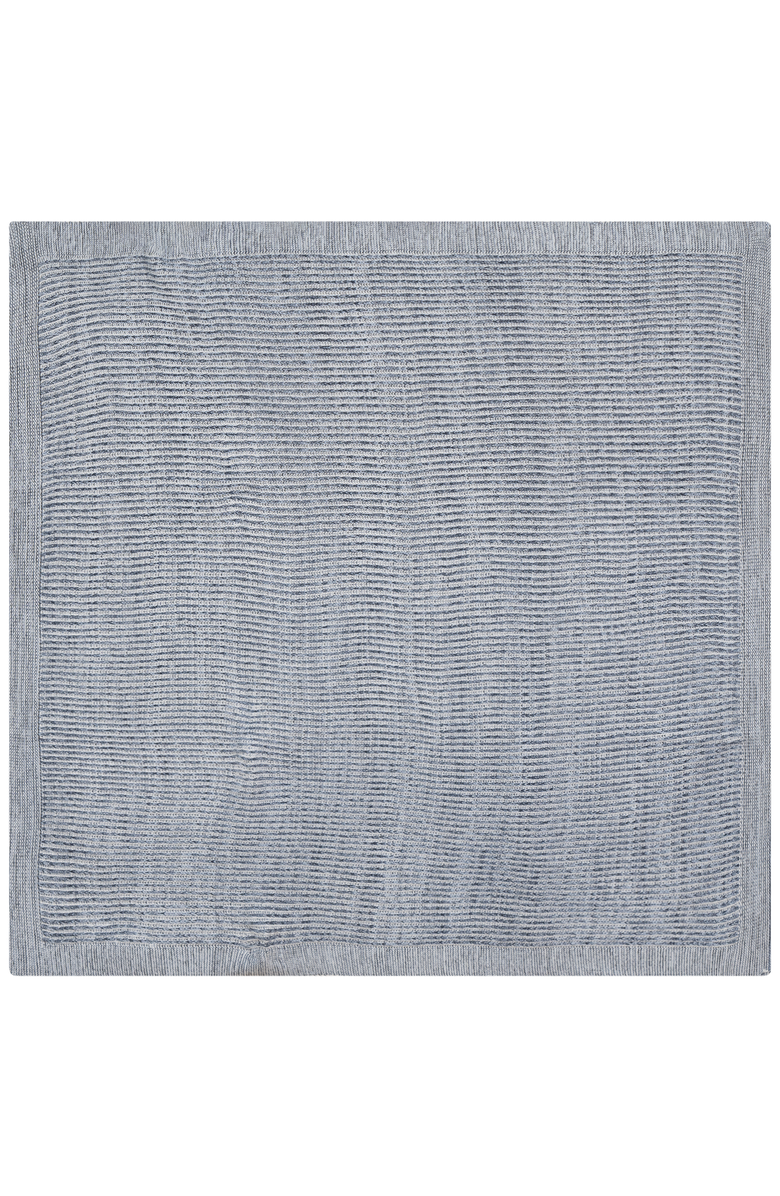 Fragile Knit Blanket, Garter Stitch Edge, Main, color, Denim