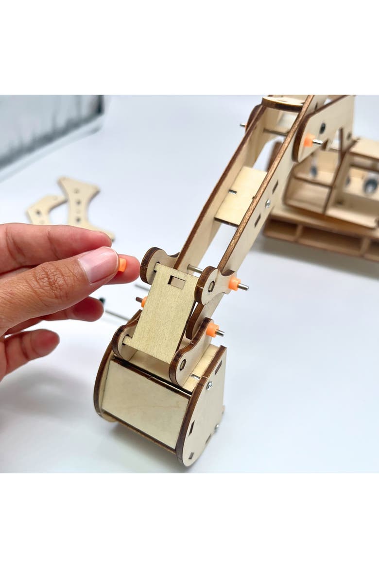 DIY Hydraulic Bucket Loader, Building Craft Kit, Toy Vehicle Assembly, Alternate, color, Brown