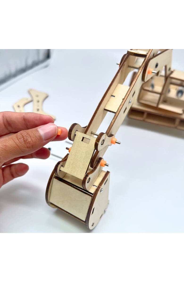 MODBOX DIY Hydraulic Bucket Loader, Building Craft Kit, Toy Vehicle Assembly, Alternate, color, Brown