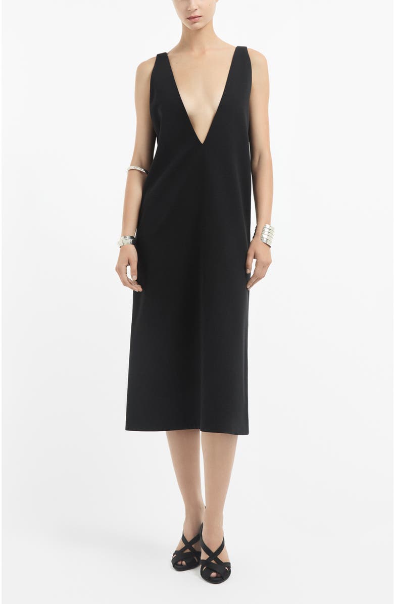 CO V-Neck Dress in Cotton, Main, color, Black