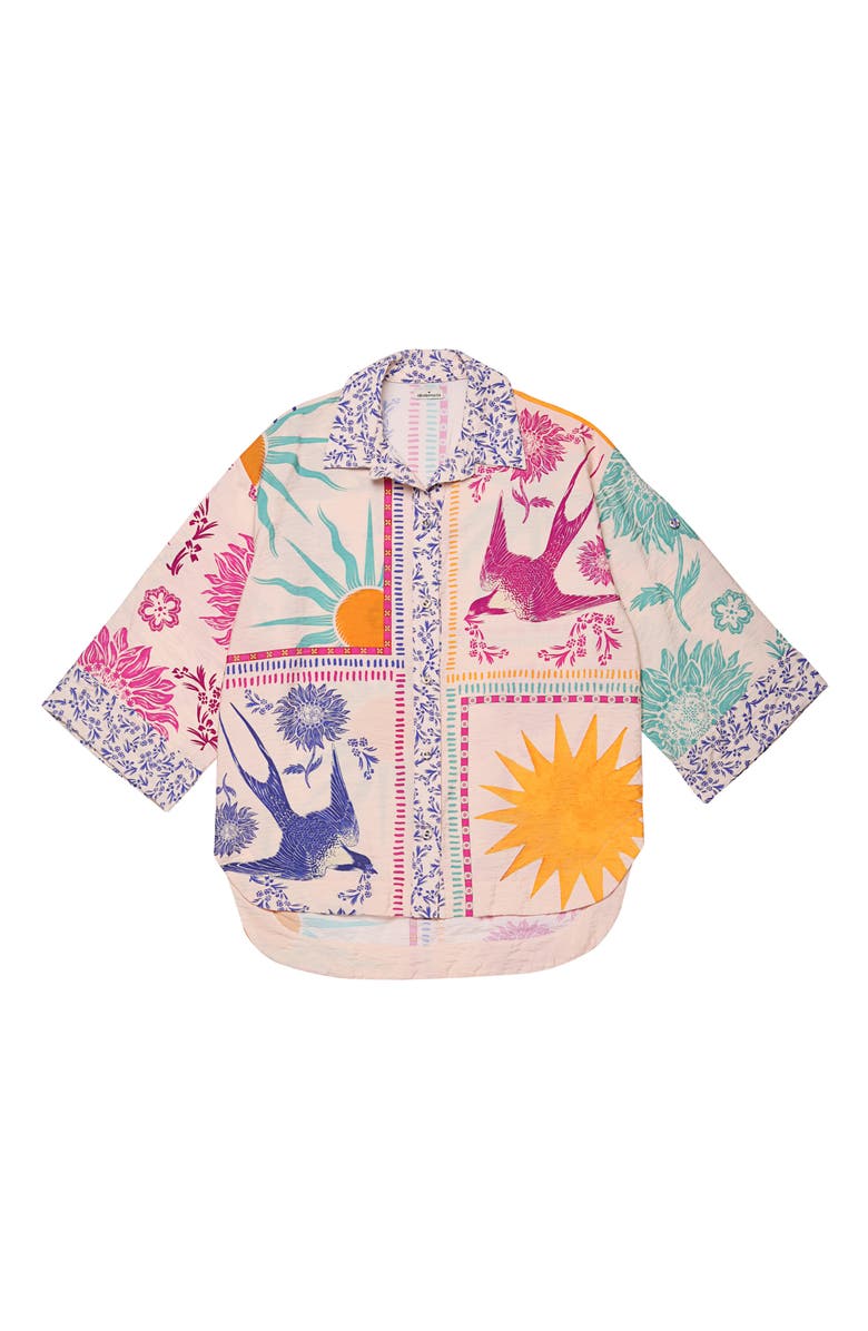 Agua Bendita Chrissy Alina Cover-Up Shirt, Alternate, color, Pink