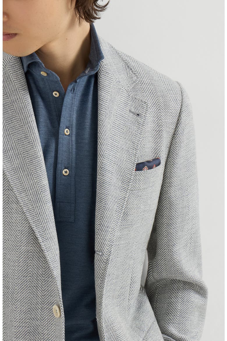 Wool, alpaca and silk chevron deconstructed blazer, Alternate, color, Cerulean