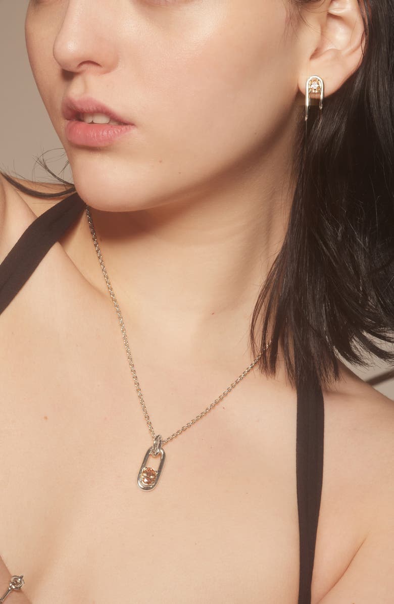 Lady Grey Cubic Zirconia Link Pendant Necklace, Alternate, color, Silver/ Peach