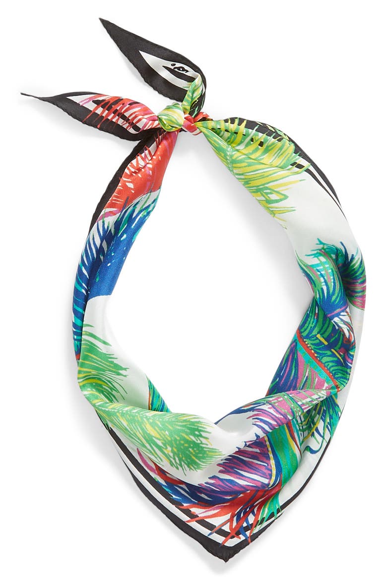 Tasman Palms Diamond Cut Silk Scarf, Alternate, color, BRIGHT WHITE