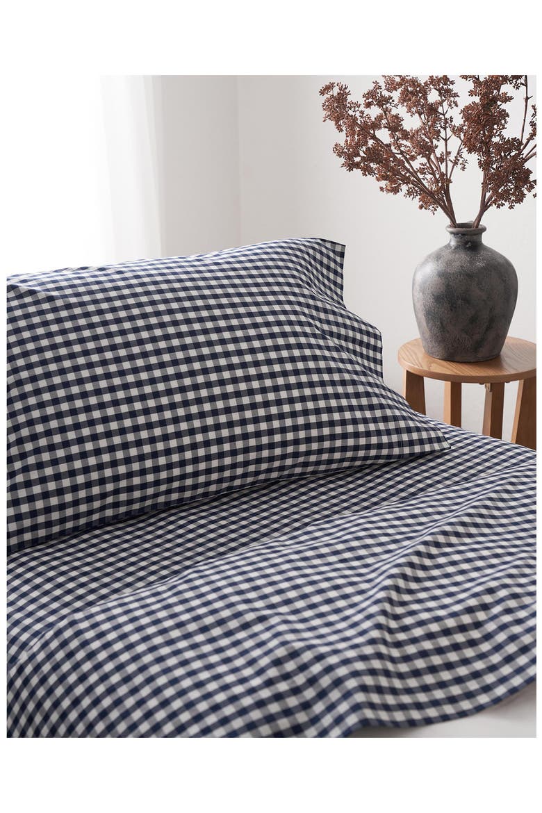 Signature Collection Gingham Sheet Set, Alternate, color, NAVY
