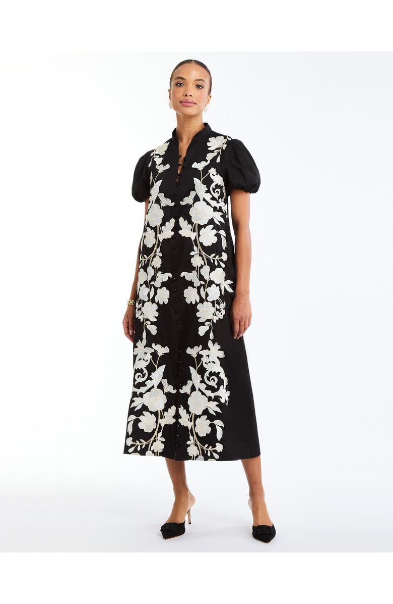 Mestiza New York Elliana Barong Midi Dress, Main, color, Black Ivory