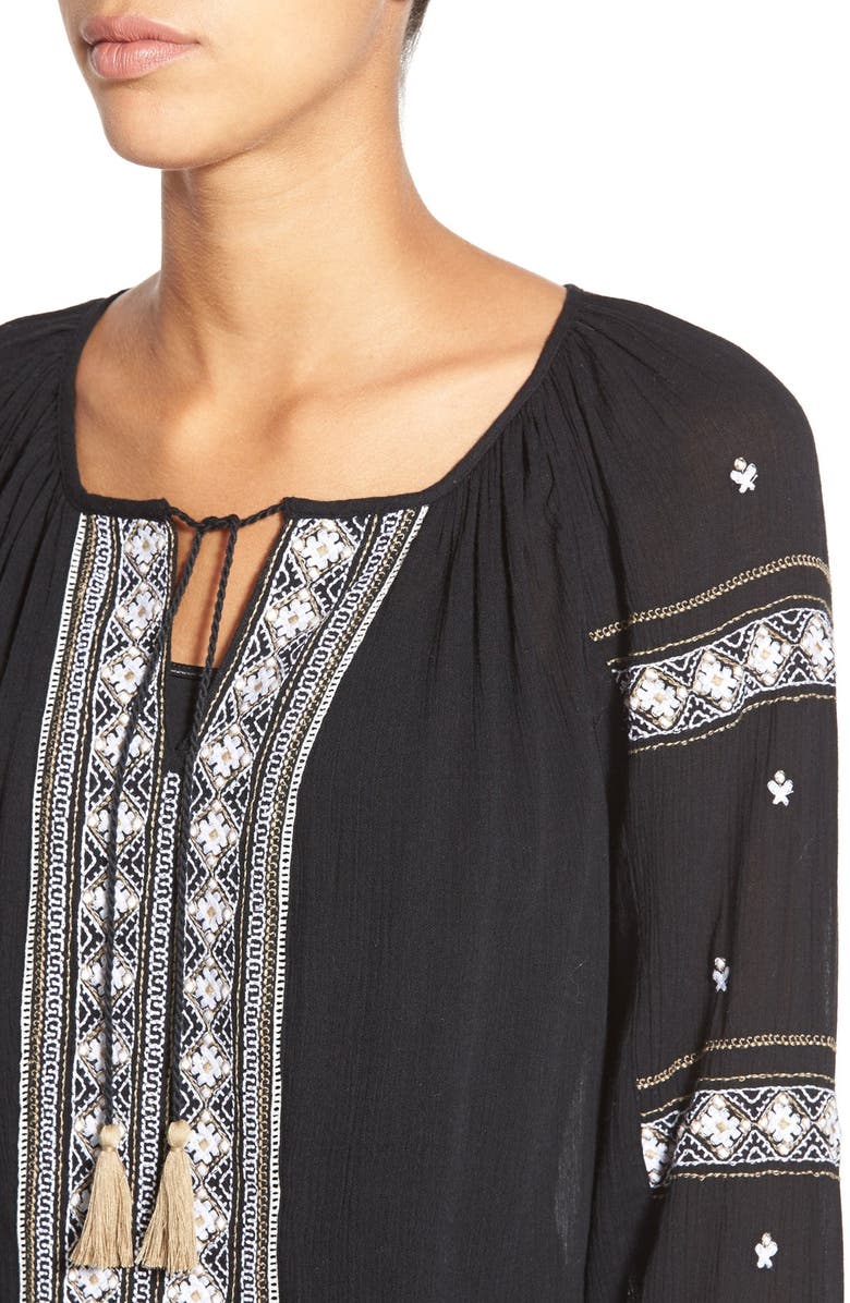 Caslon<sup>®</sup> Embroidered Peasant Tunic Top, Alternate, color,