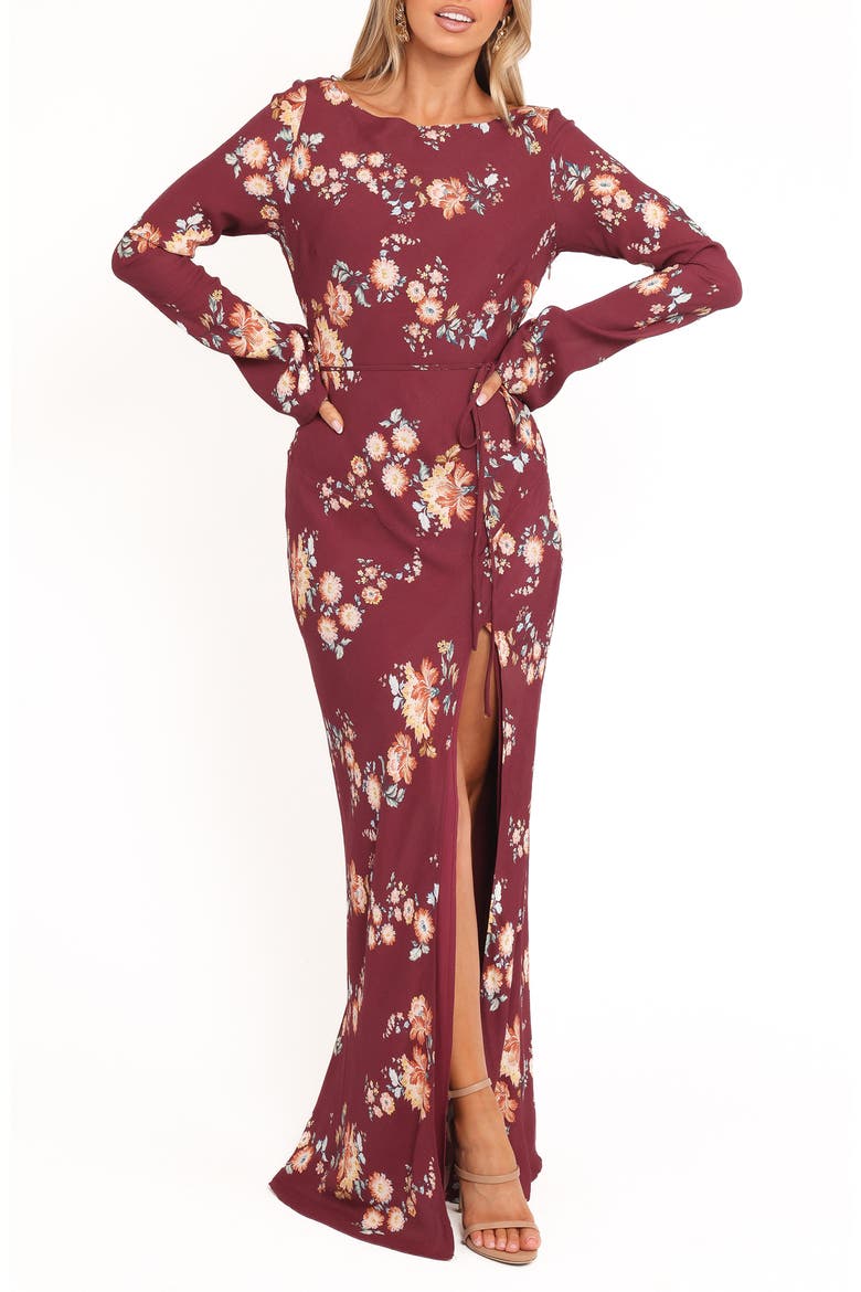 Alima Floral Long Sleeve Maxi Dress, Main, color, BERRY FLORAL