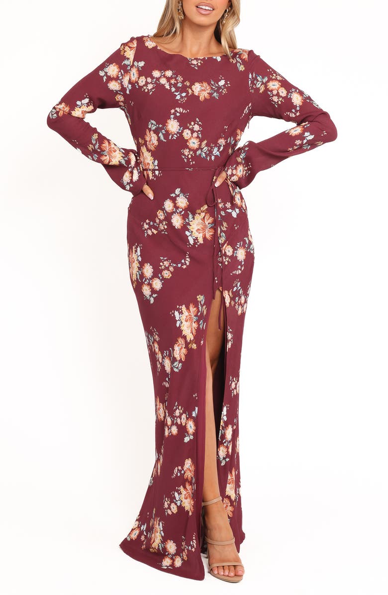 Petal & Pup Alima Floral Long Sleeve Maxi Dress, Main, color, Berry Floral