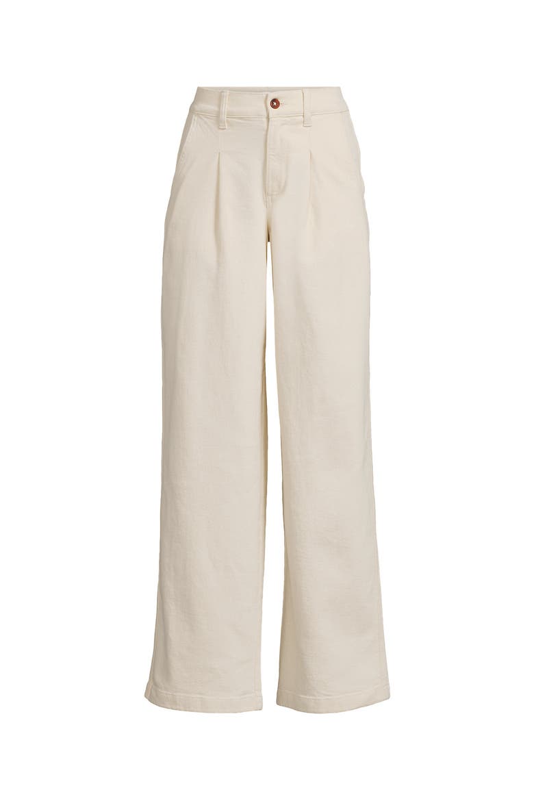 High Rise Soft Denim Pleated Wide Leg Trousers, Alternate, color, Natural