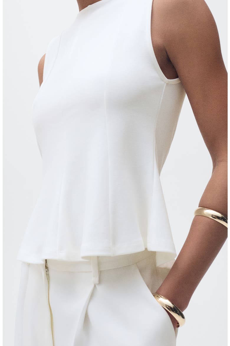 Seam Detail Sleeveless Peplum Top, Alternate, color, WHITE