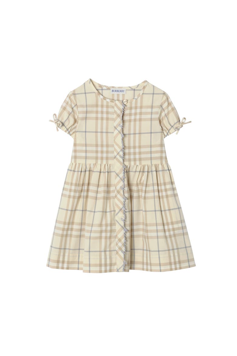 Check Cotton Dress, Main, color, Sesame beige