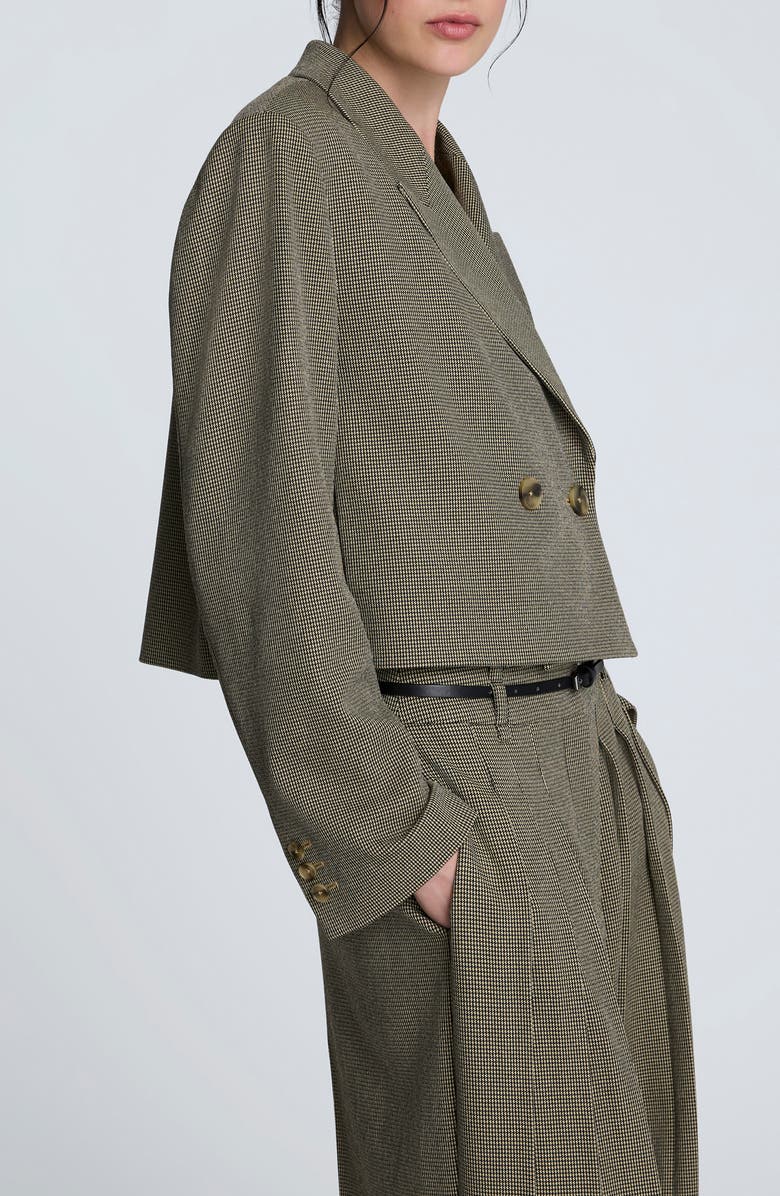 Kenneth Cole Crop Boyfriend Suit Jacket, Alternate, color, Black/ Almond Milk