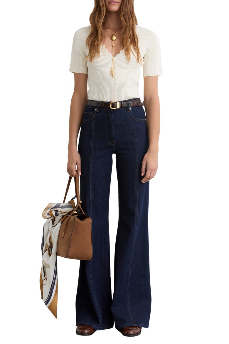 Marcy Scalloped Rib Knit Top, Alternate, color, IVORY