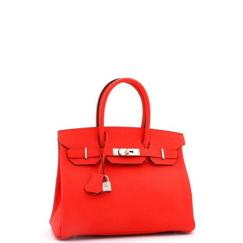 Pre-owned Hermes  Hermes Birkin Handbag Red Epsom With Palladium Hardware 30