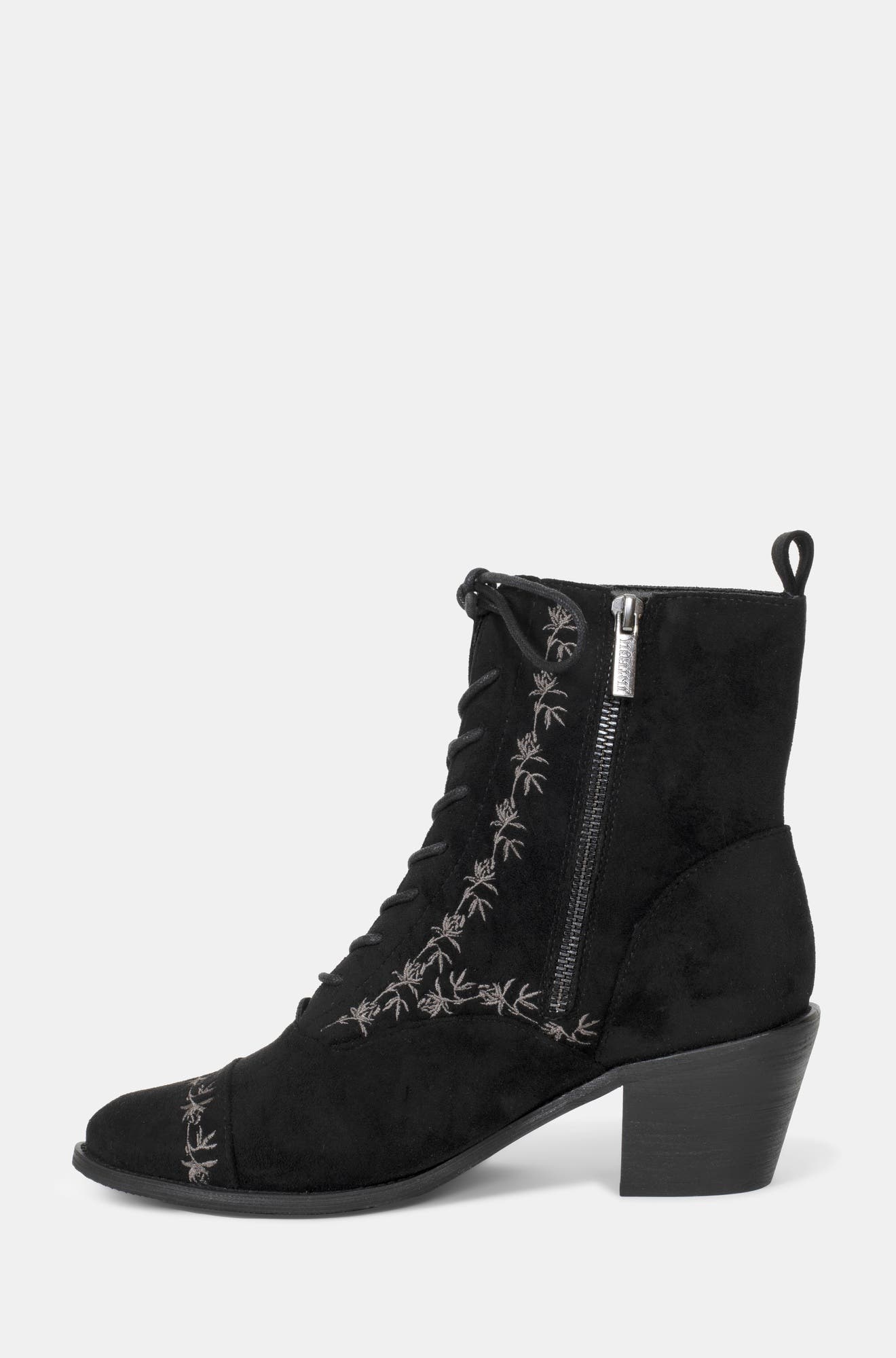 Lilith Suedette Embroidered Boots, Alternate, color, Black