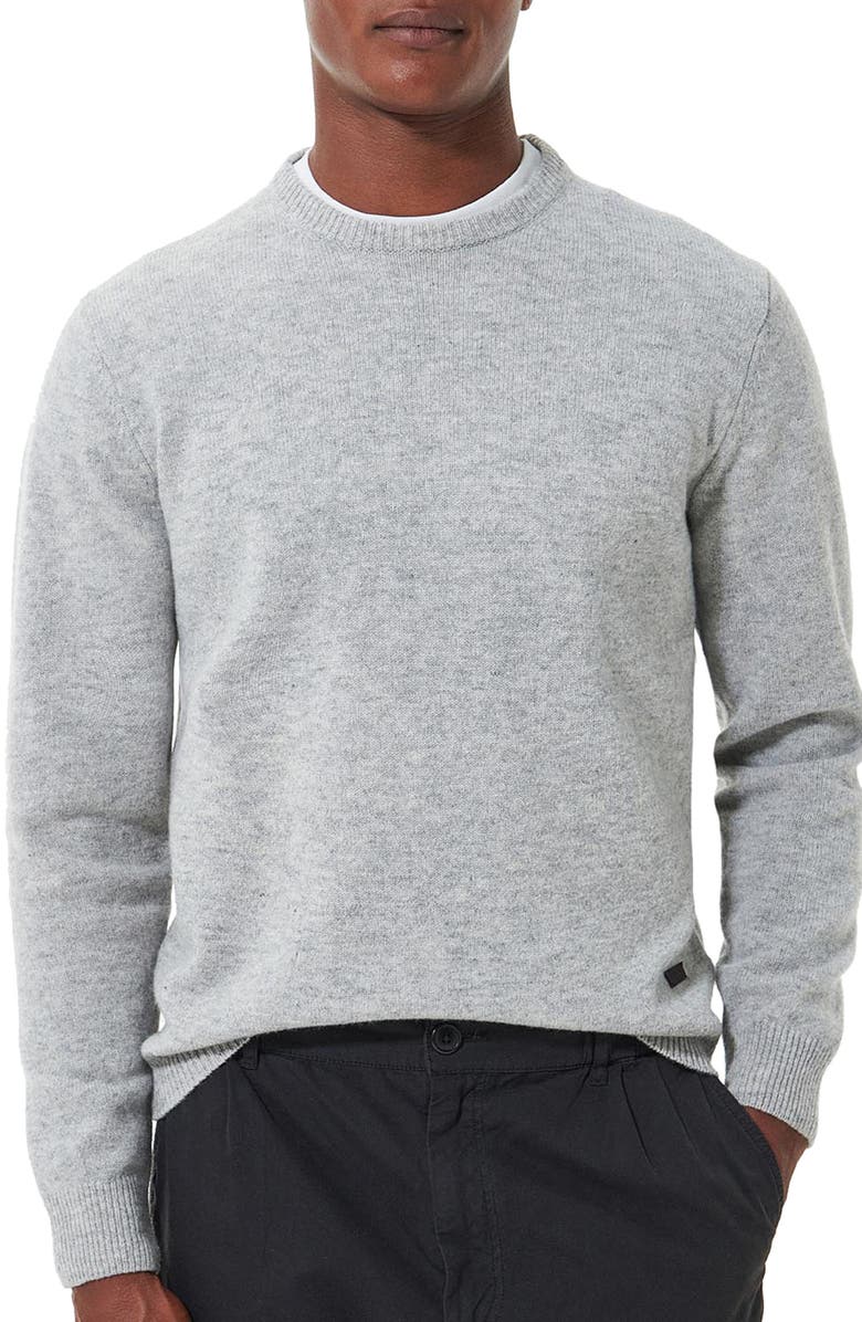 Barbour Essential Patch Wool Crewneck Sweater, Main, color, Light Grey Marl