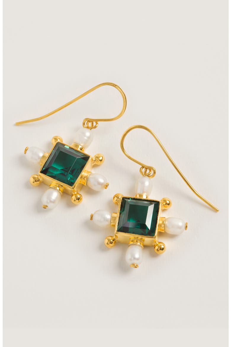 Green Quartz Cross Earrings, Alternate, color, Green