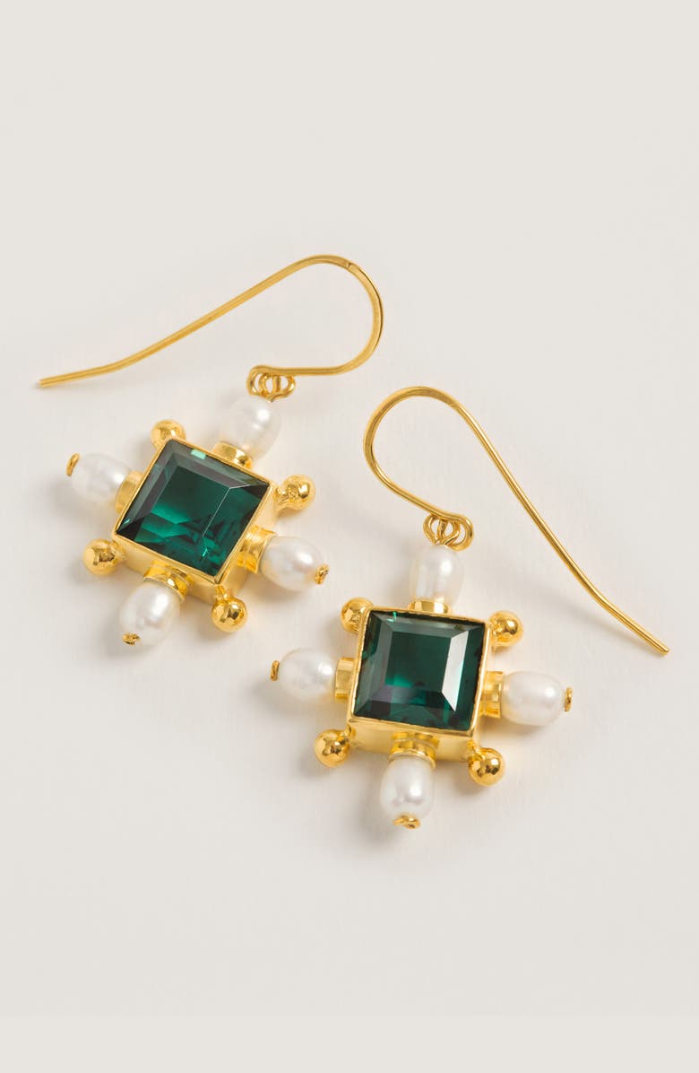 Freya Rose Green Quartz Cross Earrings, Alternate, color, Green