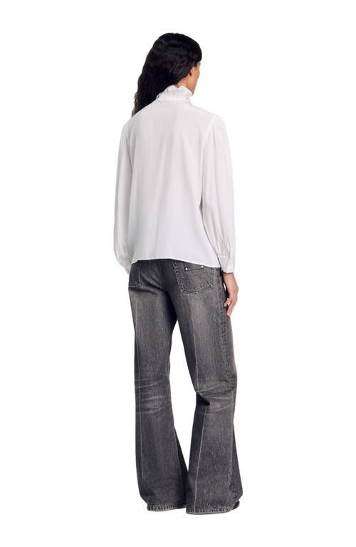 Sandro Floaty Silk Shirt In White