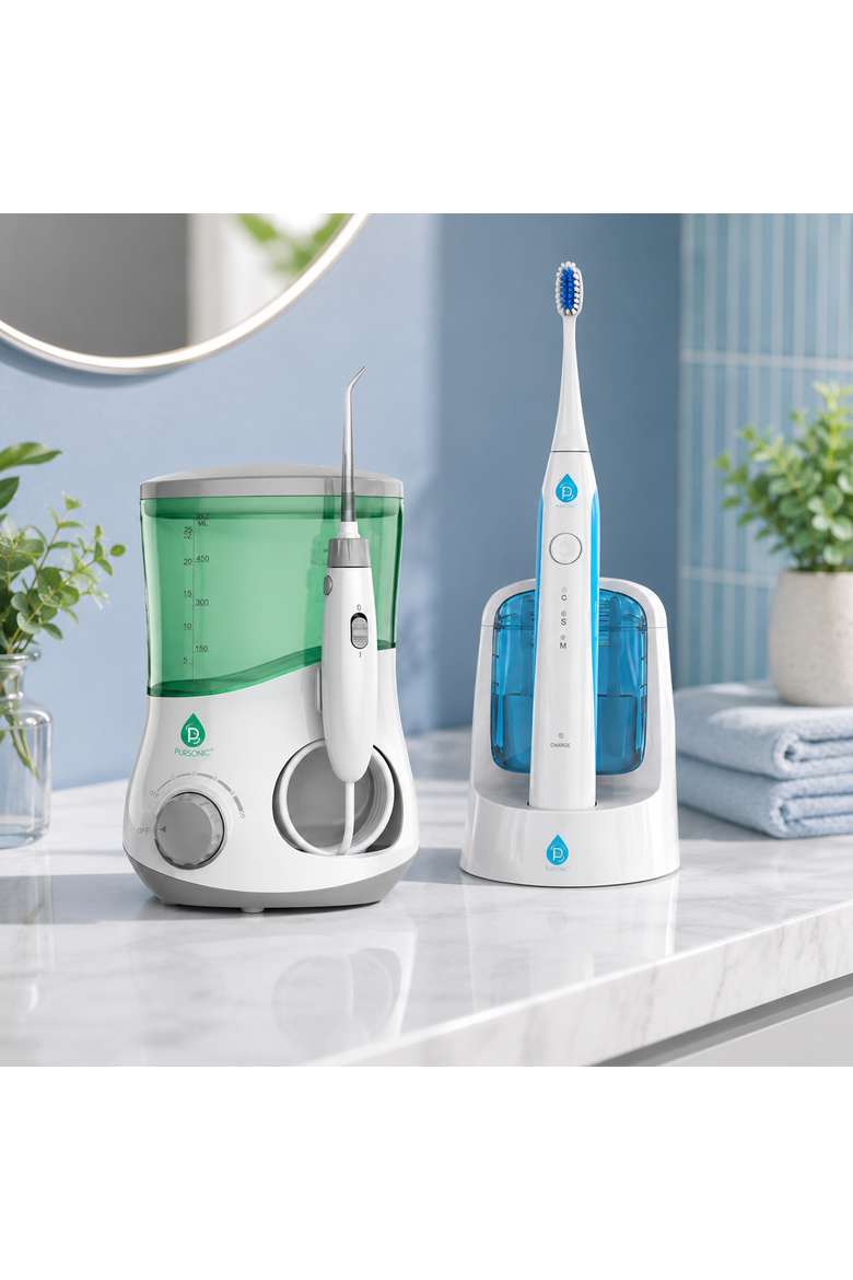Water Flosser & Sonic Toothbrush with UV Sanitizer, Alternate, color, White