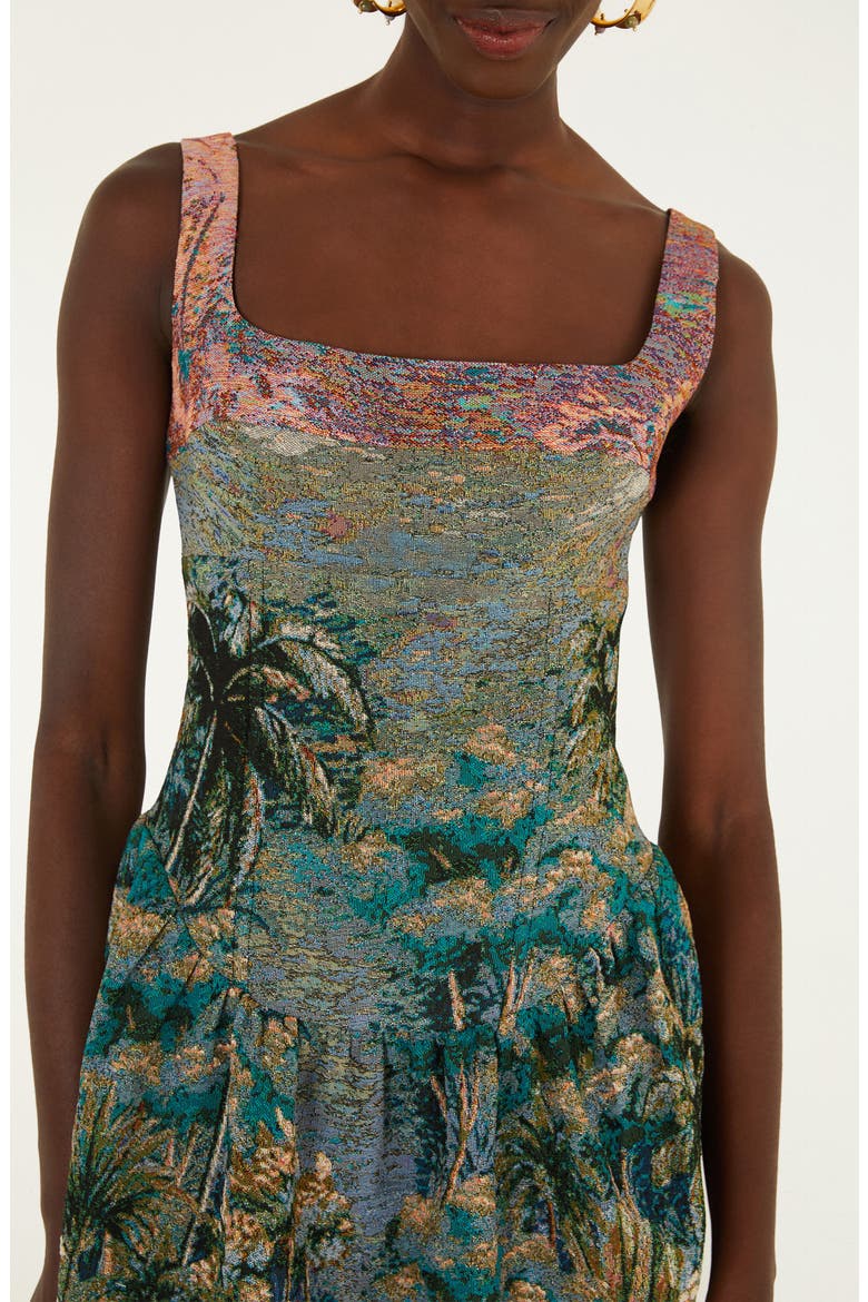 Petricor Sleeveless Jacquard Midi Dress, Alternate, color, GREEN
