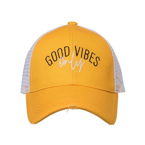 Good Vibes Only Baseball Hat Cotton Yellow