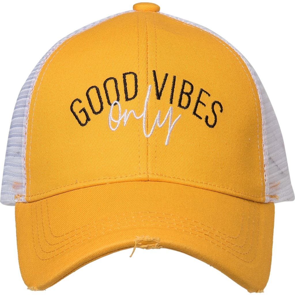 Totalee Gift Good Vibes Only Baseball Hat Cotton Yellow
